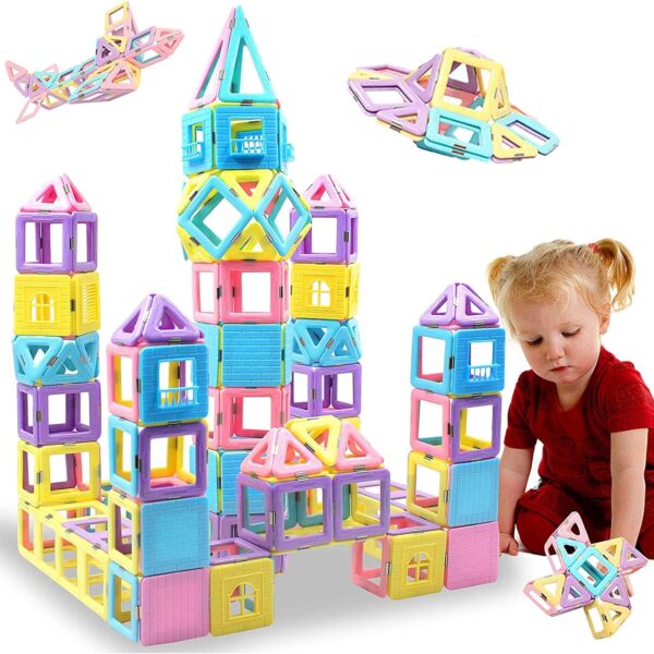 Magnetic Tiles Building Blocks 3D Construction Educational Toys Set - 102 pcs